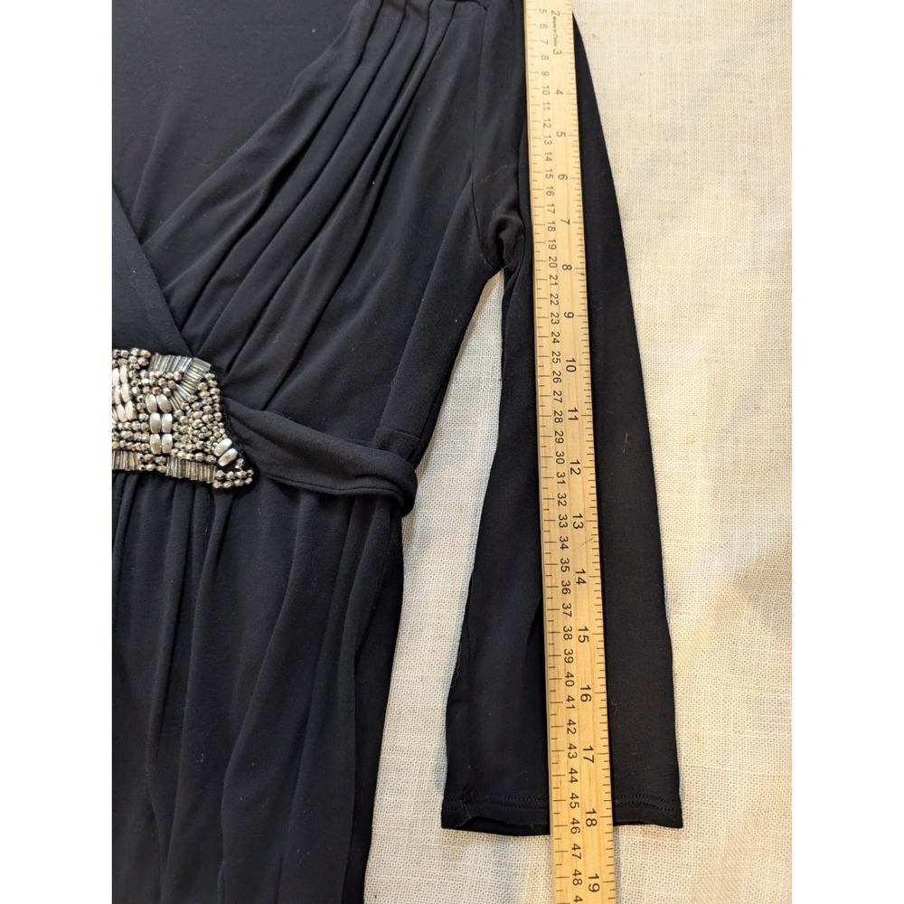 Nicole By Nicole Miller Black Sheath V-Neck Midi Dress M - Picture 7 of 8